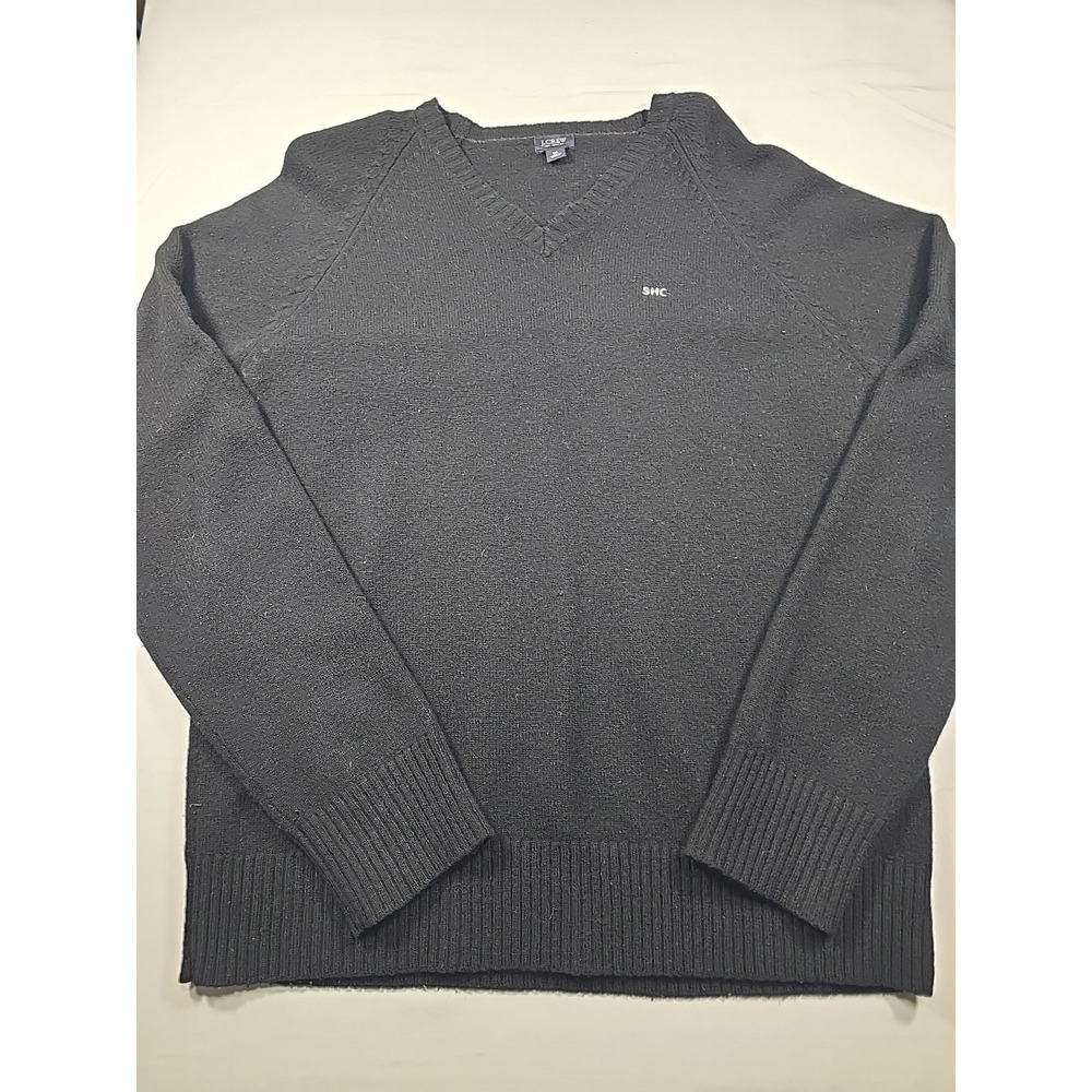 J.Crew‎ 100% Wool V-Neck Sweater Black Old Money Men's Medium
